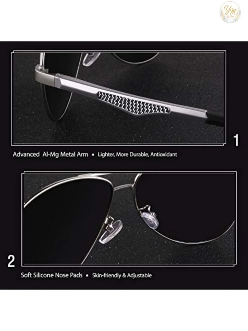 Classic Polarized Sunglasses UV400 Al-Mg Alloy Frame Spring Hinges